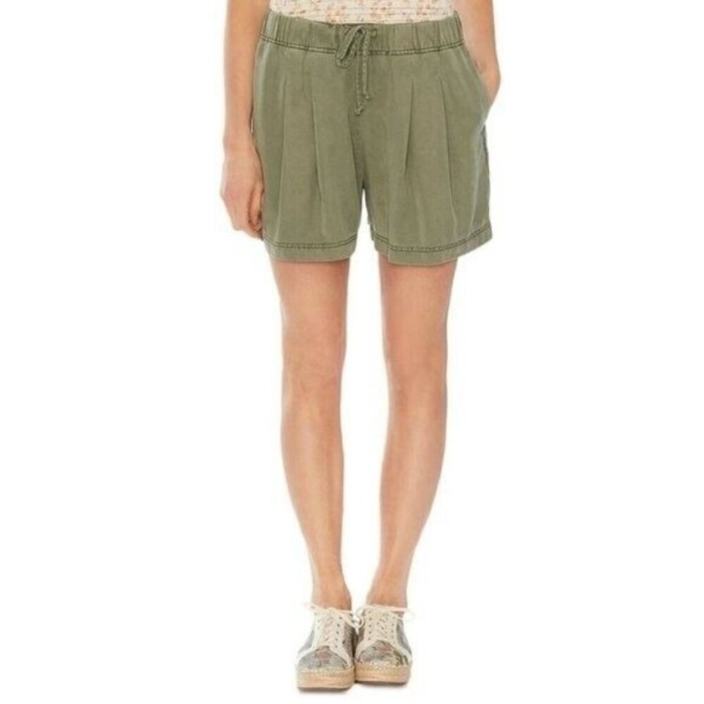 NWT Vince Camuto High Waist Tencel Drawstring Pull On Shorts Green XS